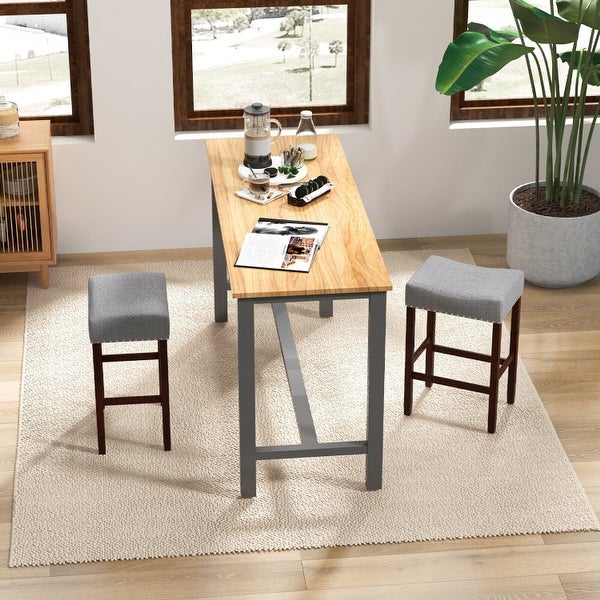 Set of 2 24 Inch Bar Stool with Curved Seat Cushions - 17