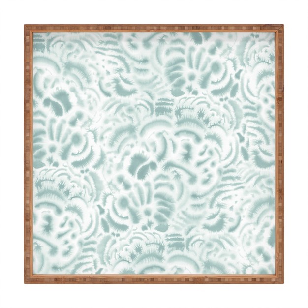 Jacqueline Maldonado Dye Curves Blue Surf Square Bamboo Tray Deny Designs