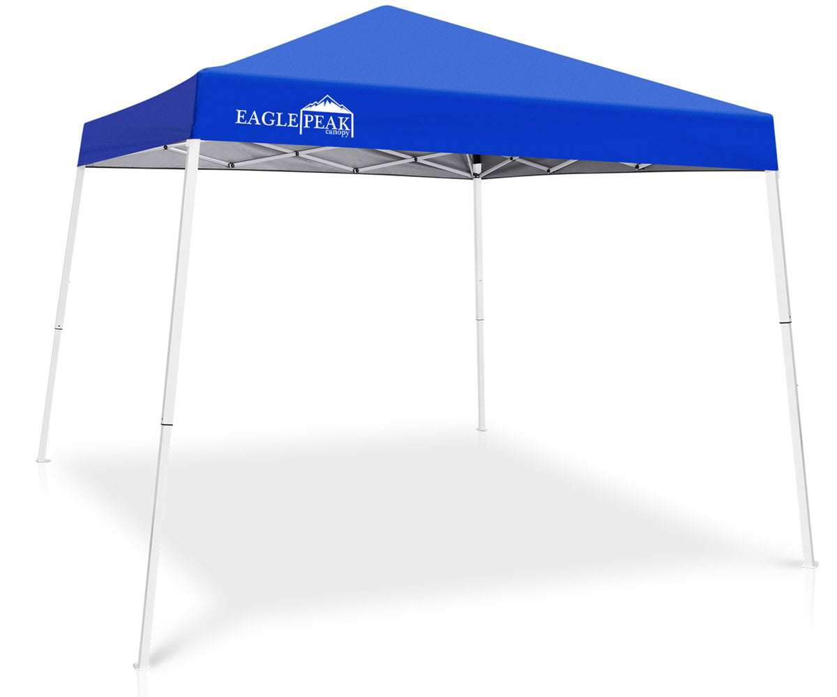 EAGLE PEAK 10' x 10' Slant Leg Pop-up Canopy Tent Easy One Person Setup Instant Outdoor Canopy Folding Shelter with 64 Square Feet of Shade (Orange)