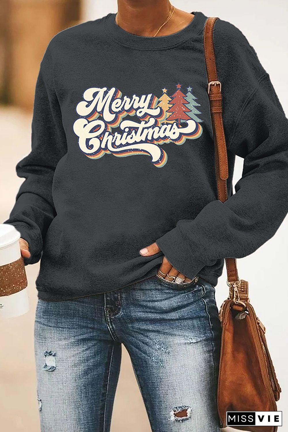 70s Style Merry Christmas Sweatshirt Wholesale