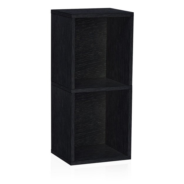 Way Basics 30 2 quot h 2 Shelf Narrow Bookcase Modern Eco Storage Shelf Black Wood Grain bs285340770bk