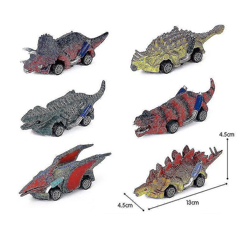 Miman 6pcs Dinosaur Pull Back Cars Toys Children Boys Christmas Birthday Gift