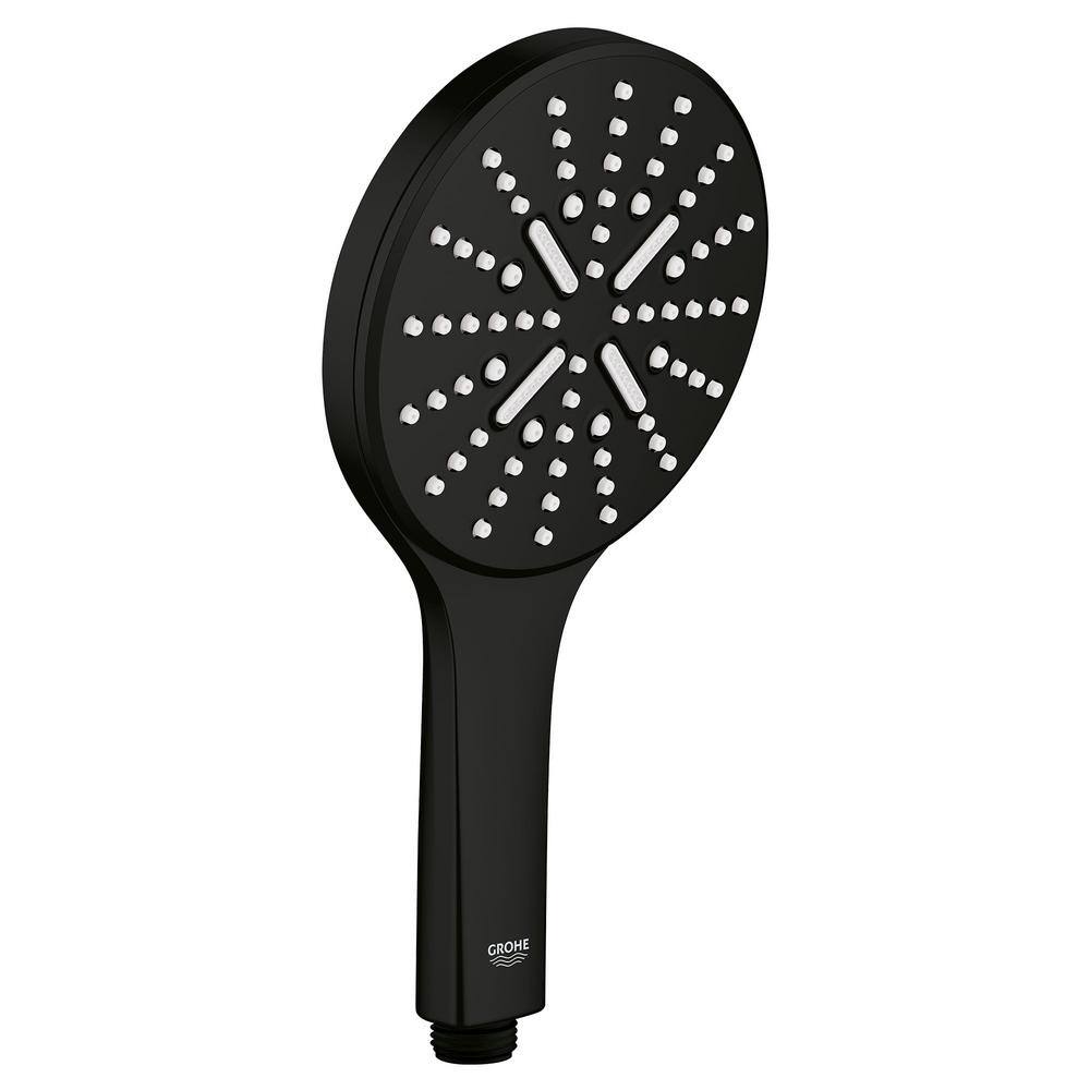 GROHE Rainshower Smartactive 3-Spray Patterns with 1.75 GPM 5 in. Wall Mount Handheld Shower Head in Matte Black 265452430