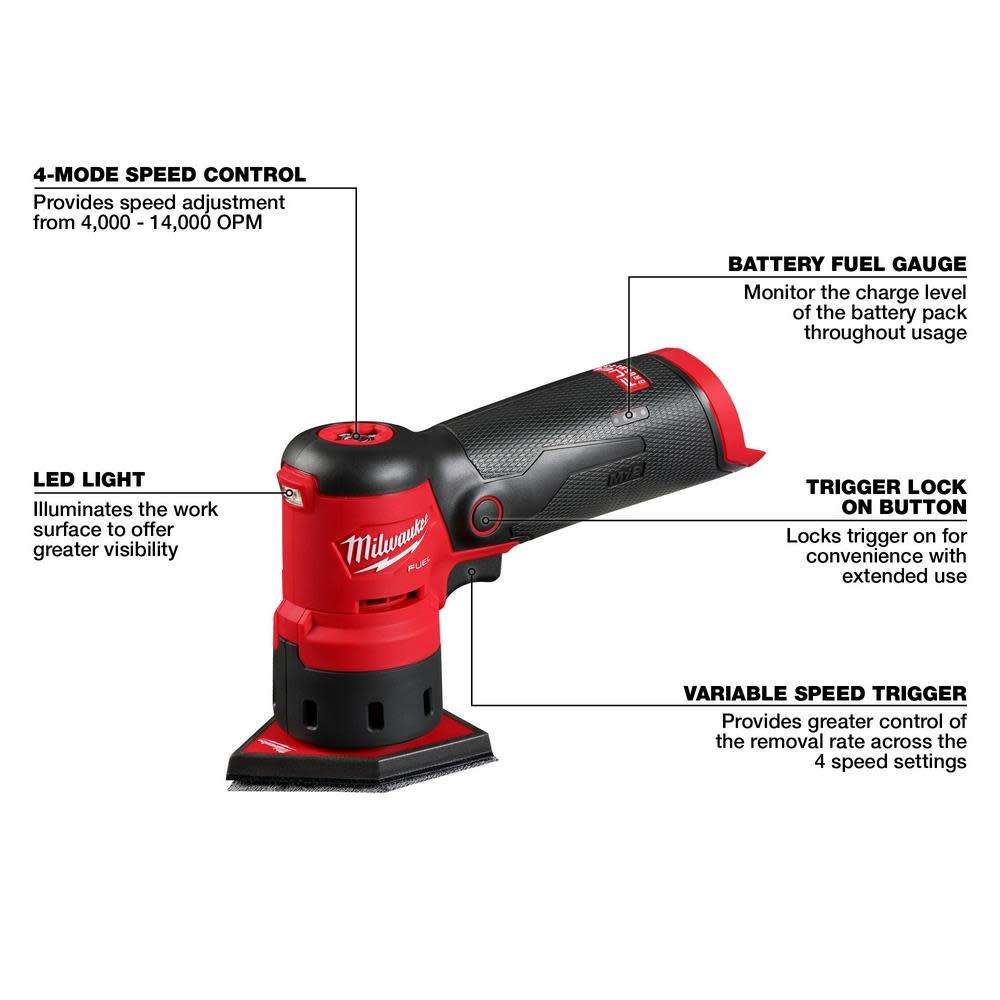 Milwaukee M12 FUEL Orbital Detail Sander Bare Tool