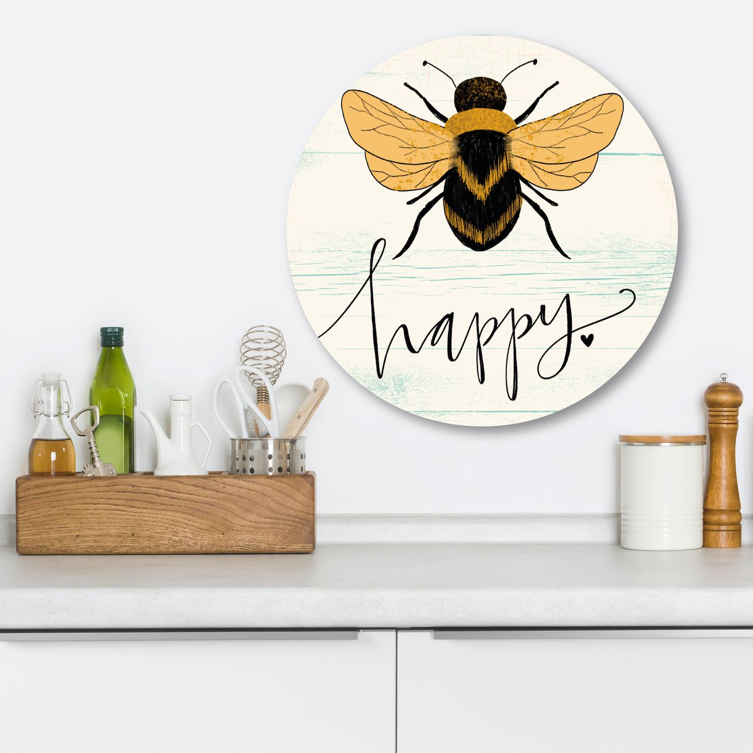 Courtside Market Bee Happy Circular Board Wall Art