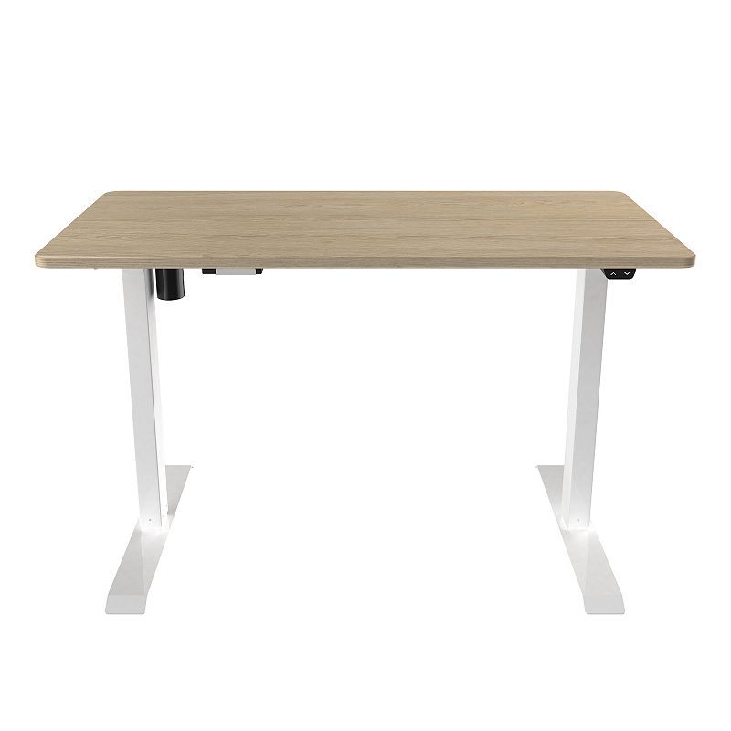 Techni Mobili Oak Finish Adjustable Sit to Stand Desk