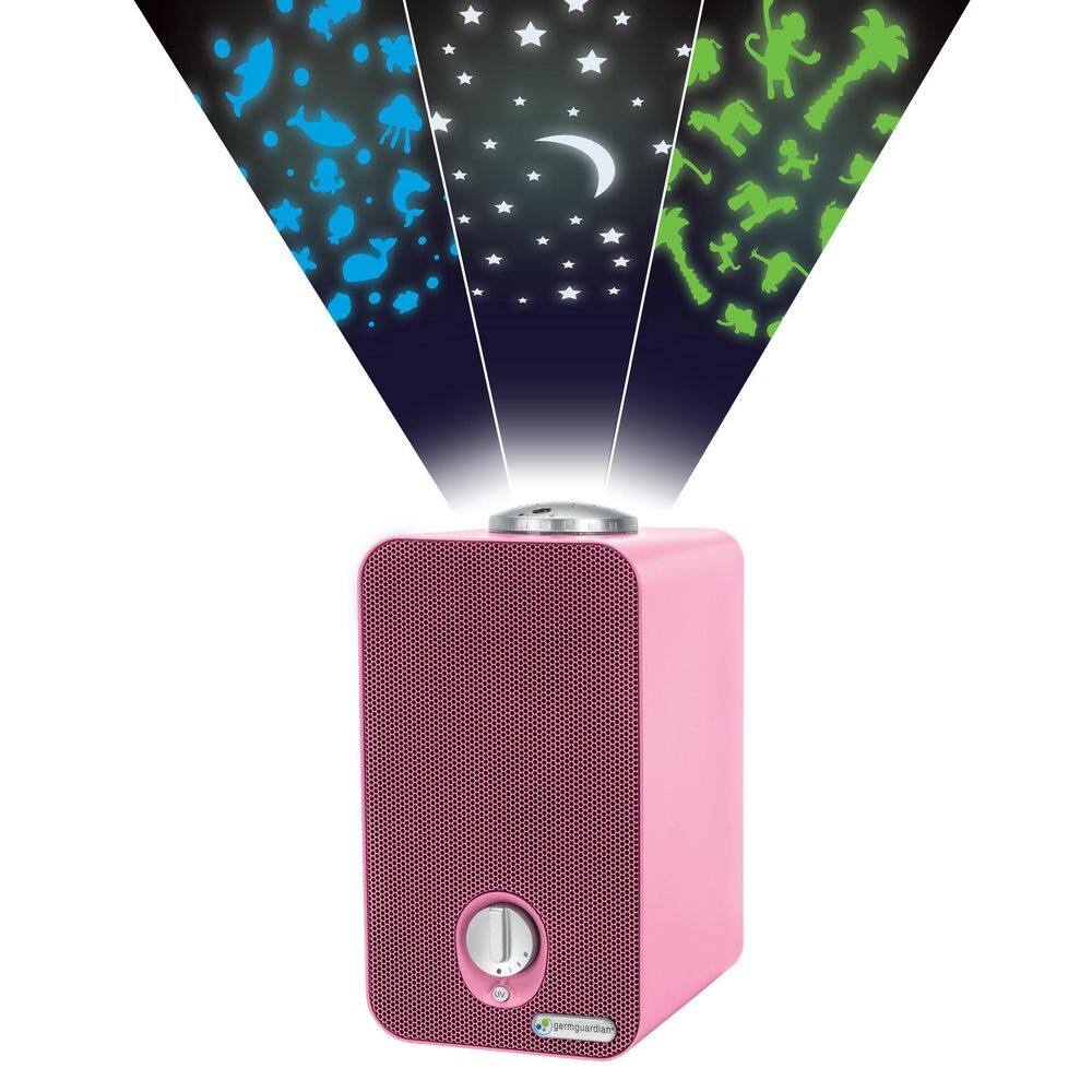 GermGuardian 4-in-1 Tabletop Nighttime Projector Air Purifier with HEPA filter for Small Rooms Pink AC4150PCA