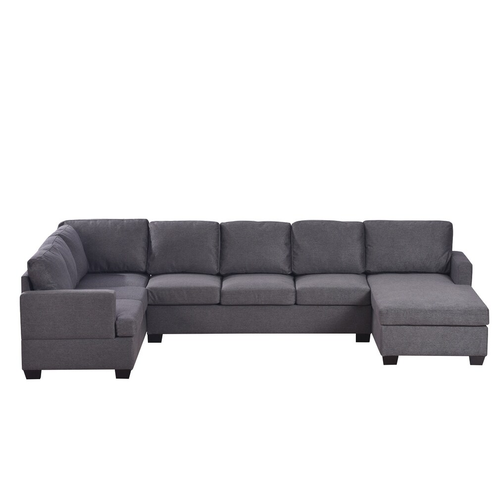 Breathable Fabric U Shape Sectional Sofa with Wide Chaise Lounge