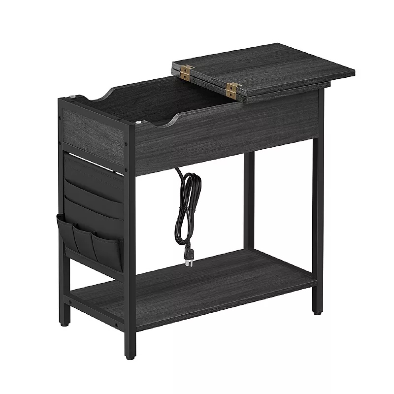 Industrial Side Table With Usb Ports And Power Outlet