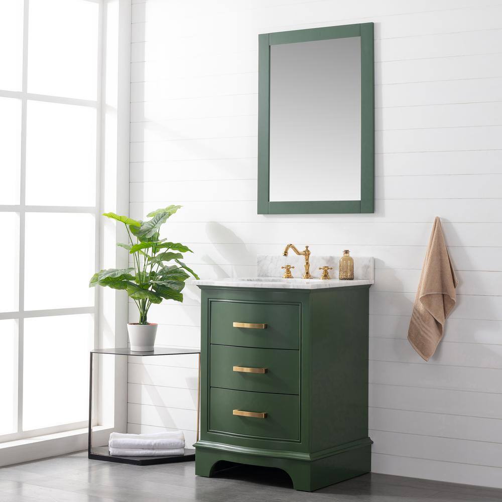 SUDIO Monroe 24 in. W x 22 in. D x 33.7 in. H Bath Vanity in Evergreen with White Marble Top Monroe-24EG