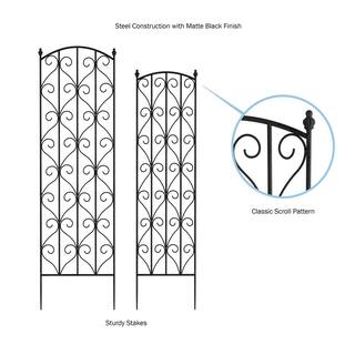 57 in. and 52 in. Black Metal Trellises with Decorative Scroll Design (Set of 2) 431017ESM