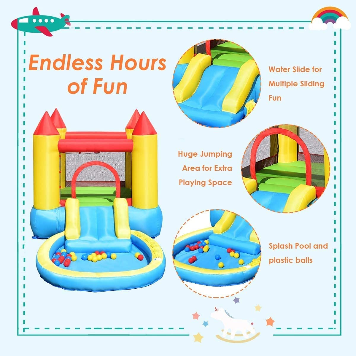 Castle Jumping Bouncer with Water Slide for Outdoor