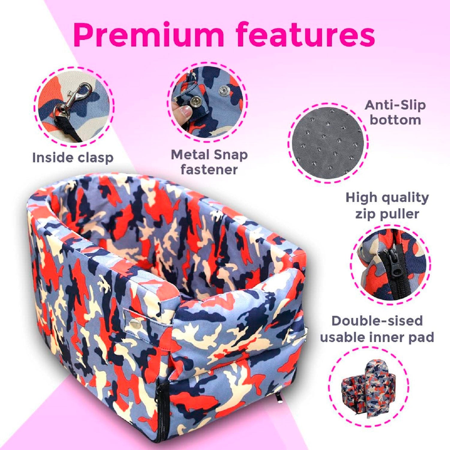 Dog Car Seats for Small Dogs - Console Dog Car Seat - Travel Bags for Dogs and Cats Portable - Booster Car Seat Washable