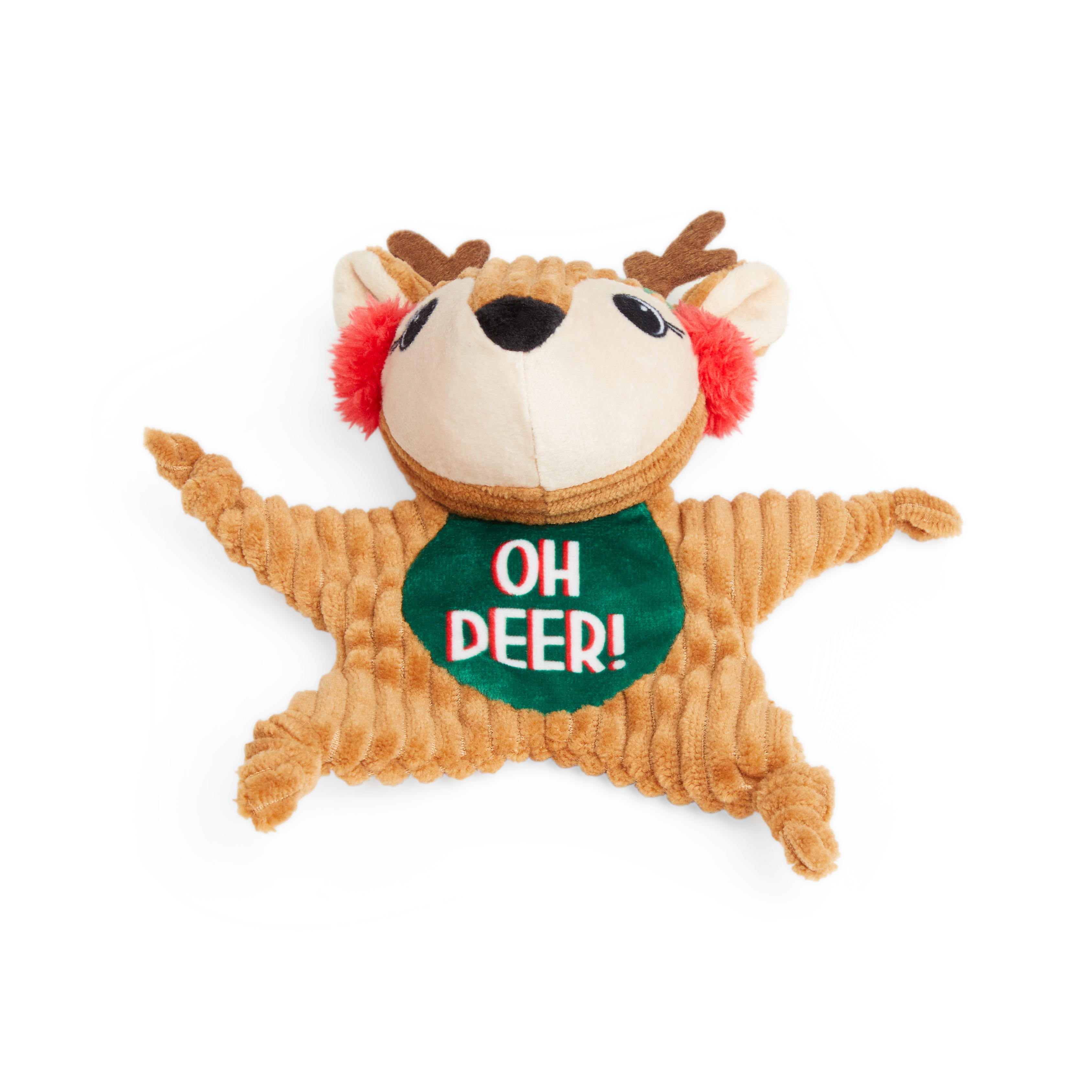 More and Merrier Reindeer Star Flattie Dog Toy， Small