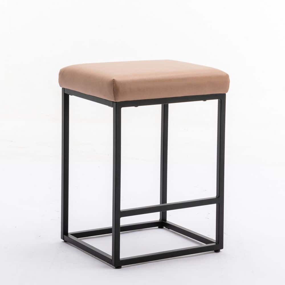 FORCLOVER 24 in. Brown Backless Metal Bar Stool with Foam Seat (2 Set of Included) AAF-186BR