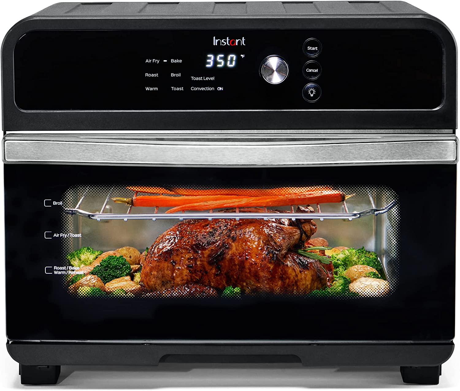 Instant Omni Air Fryer Toaster Oven Combo 19 QT/18L， From the Makers of Instant Pot， 7-in-1 Functions， Fits a 12 Pizza Oven， 6 Slices of Bread， App with Over 100 Recipes， Black Finish