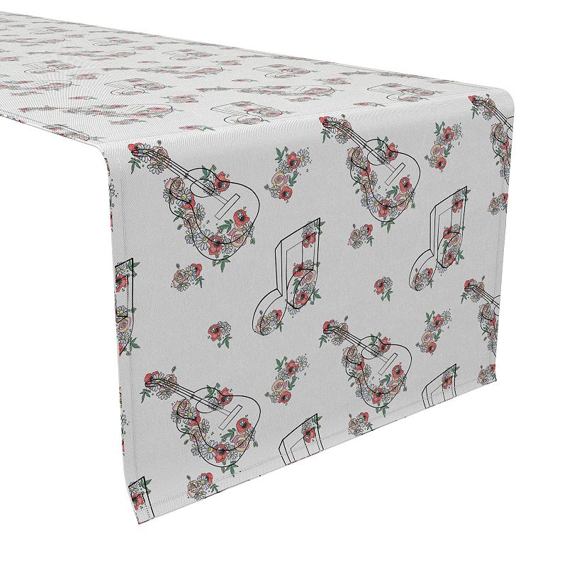 Table Runner， 100% Cotton， 16x90， Floral Music