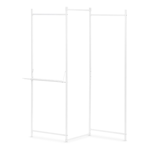 Iris 3 Panel Free Standing Metal Garment Rack White