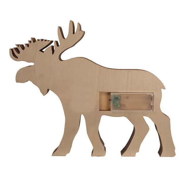 Kurt Adler 12x9 5 inch Wooden Light up Moose Table Piece