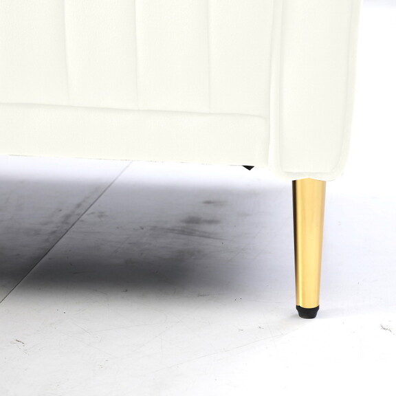 Square Ottoman Cream Velvet Stool Seat with Metal ...