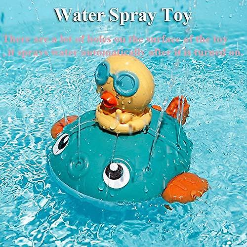 Kids Bath Toy Electric Water Spray Toy Bathtub Pool Fountain Toy Pumping Sprinkler Squirt Toy With 3 Shower Heads For Toddlers (pufferfish-blue)