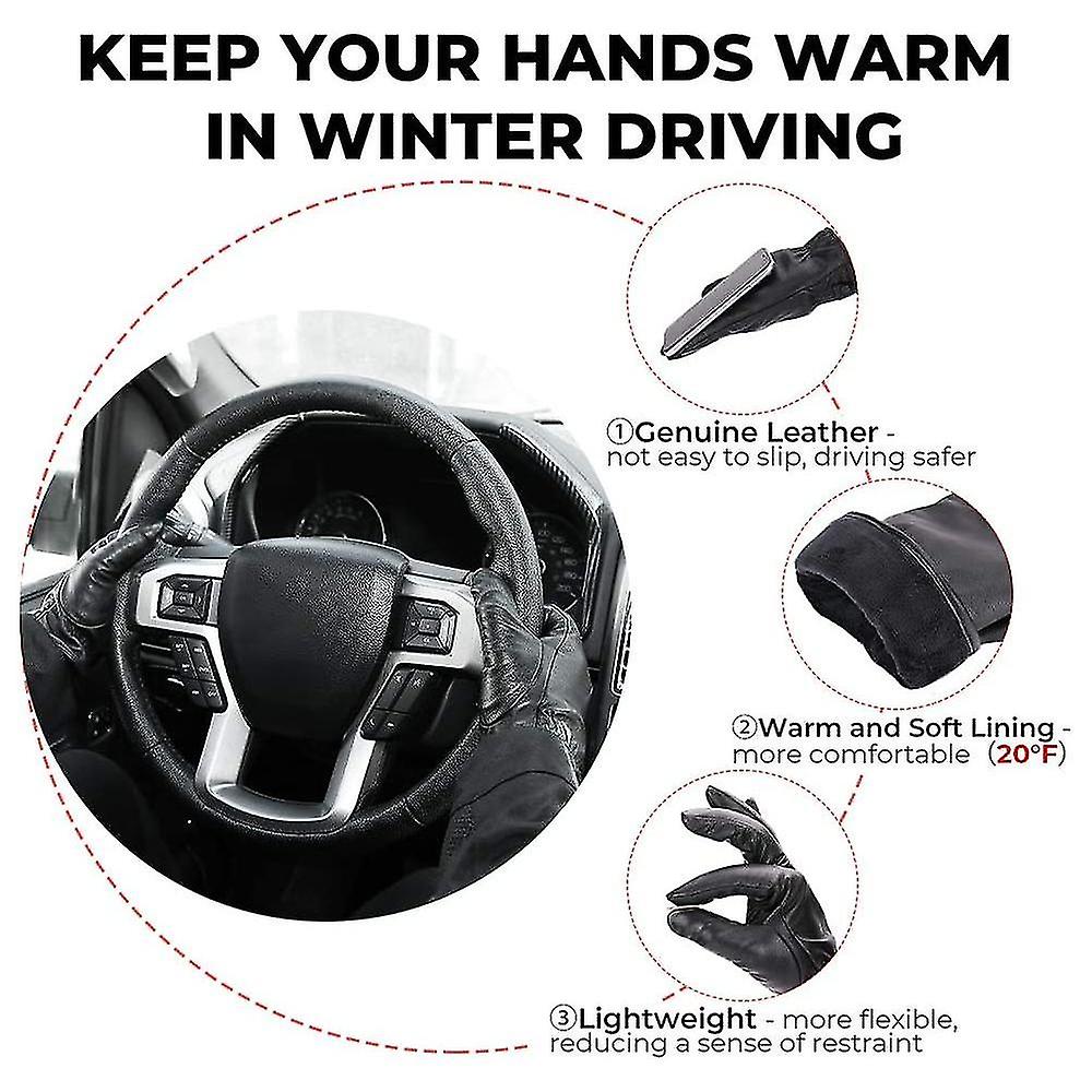 Winter Sheepskin Leather Driving Gloves For Men And Women Full Finger Touch Screen