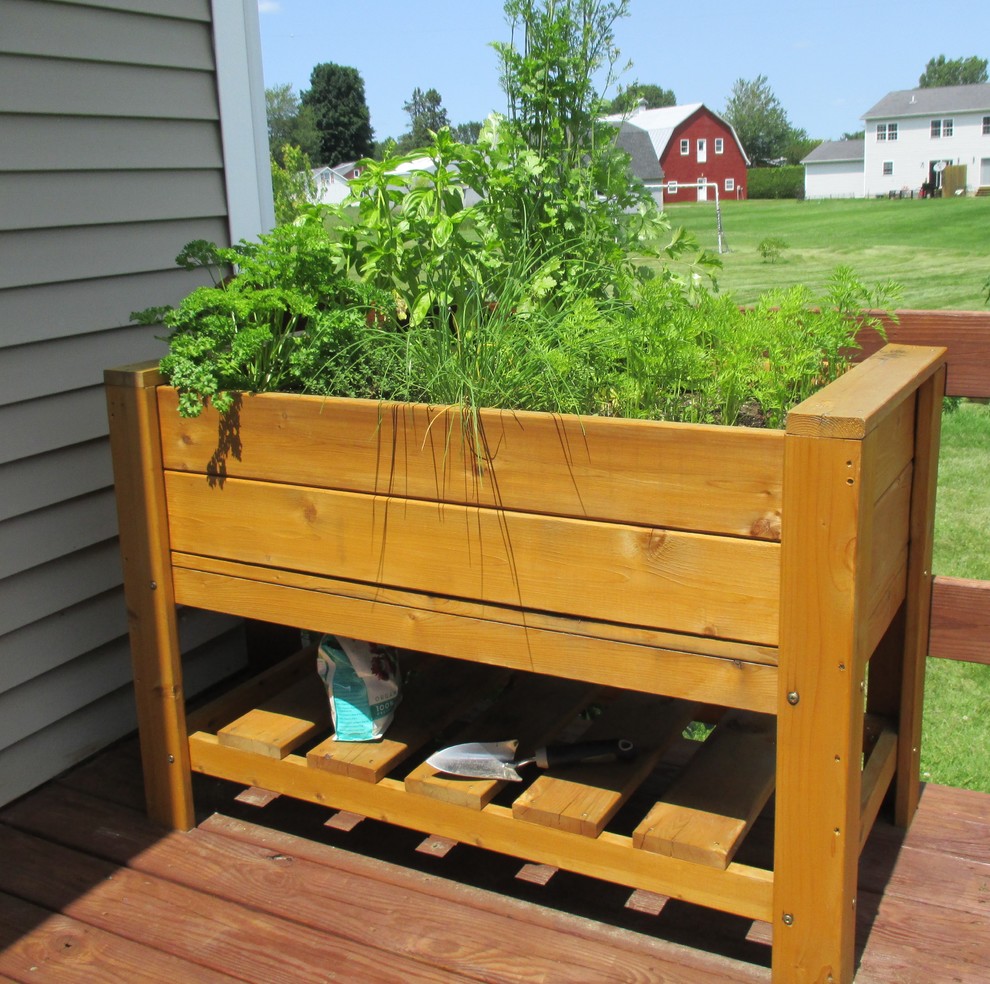 Elevated Planter Box with Shelf   Farmhouse   Outdoor Pots And Planters   by Smart Carts / Infinite Cedar  Houzz