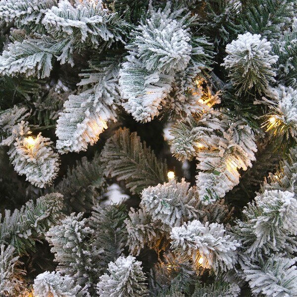 Maypex Lighted Flocked Green Spruce Artificial Christmas Tree