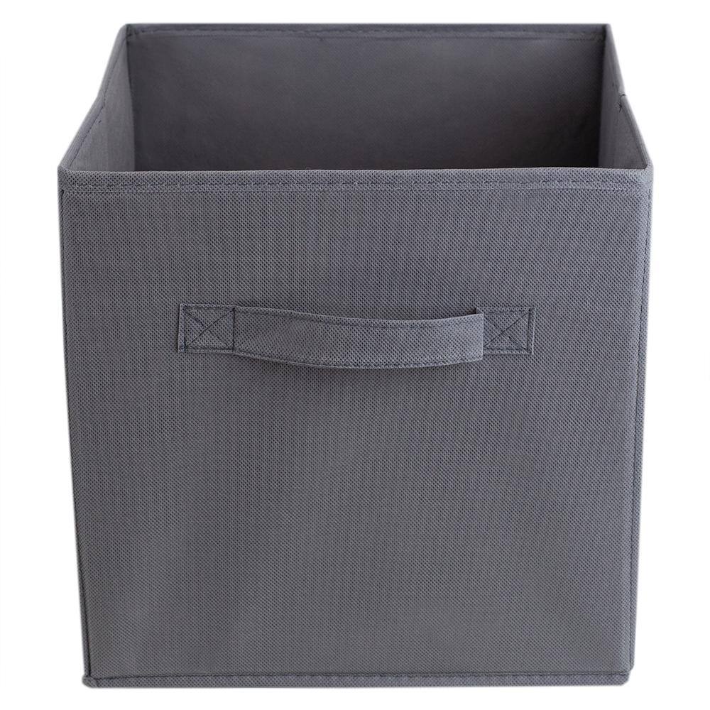 Home Basics 10.5 in. H x 10.5 in. W x 10.5 in. D Gray Fabric Cube Storage Bin SB51076