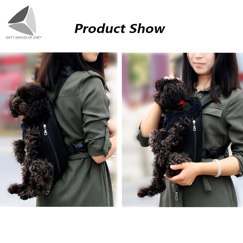 Sixtyshades Pet Carrier Backpack Front Pack Dog Cat Carrier Travel Bag Legs Out Easy-Fit for Small Medium Pets Outdoor Traveling