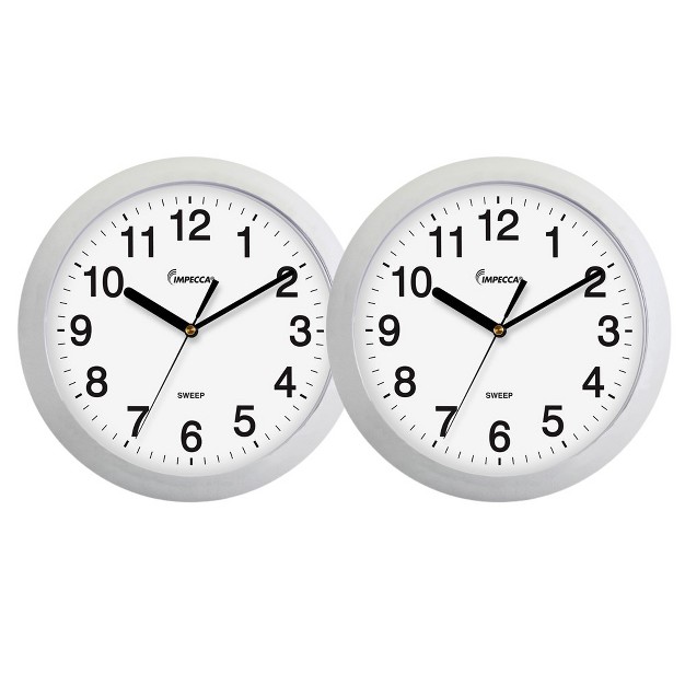 Impecca 12 Inch Quiet Movement Wall Clock Silver