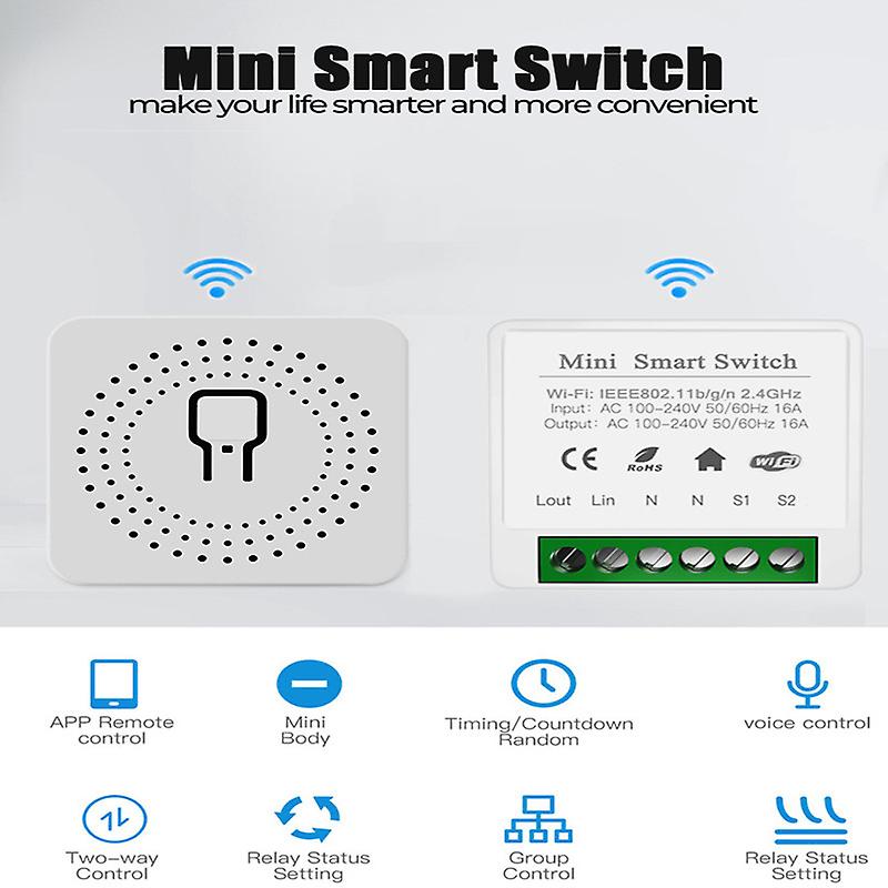 16a Tuya Mini Wifi Socket Module Smart Life Remote Voice Control Smart Light Diy Switch Module Automation With Alexa Google Home