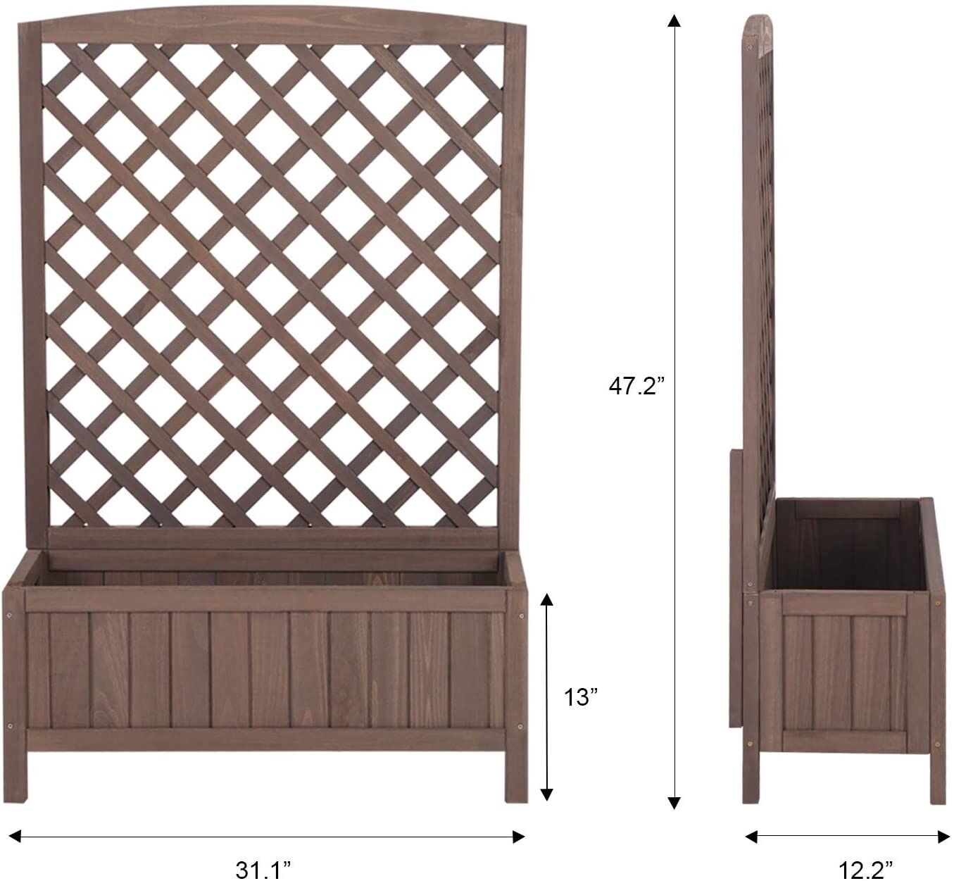 Morgete Raised Garden Bed with Legs Trellis Wooden Planter Box Outdoor for Gardening