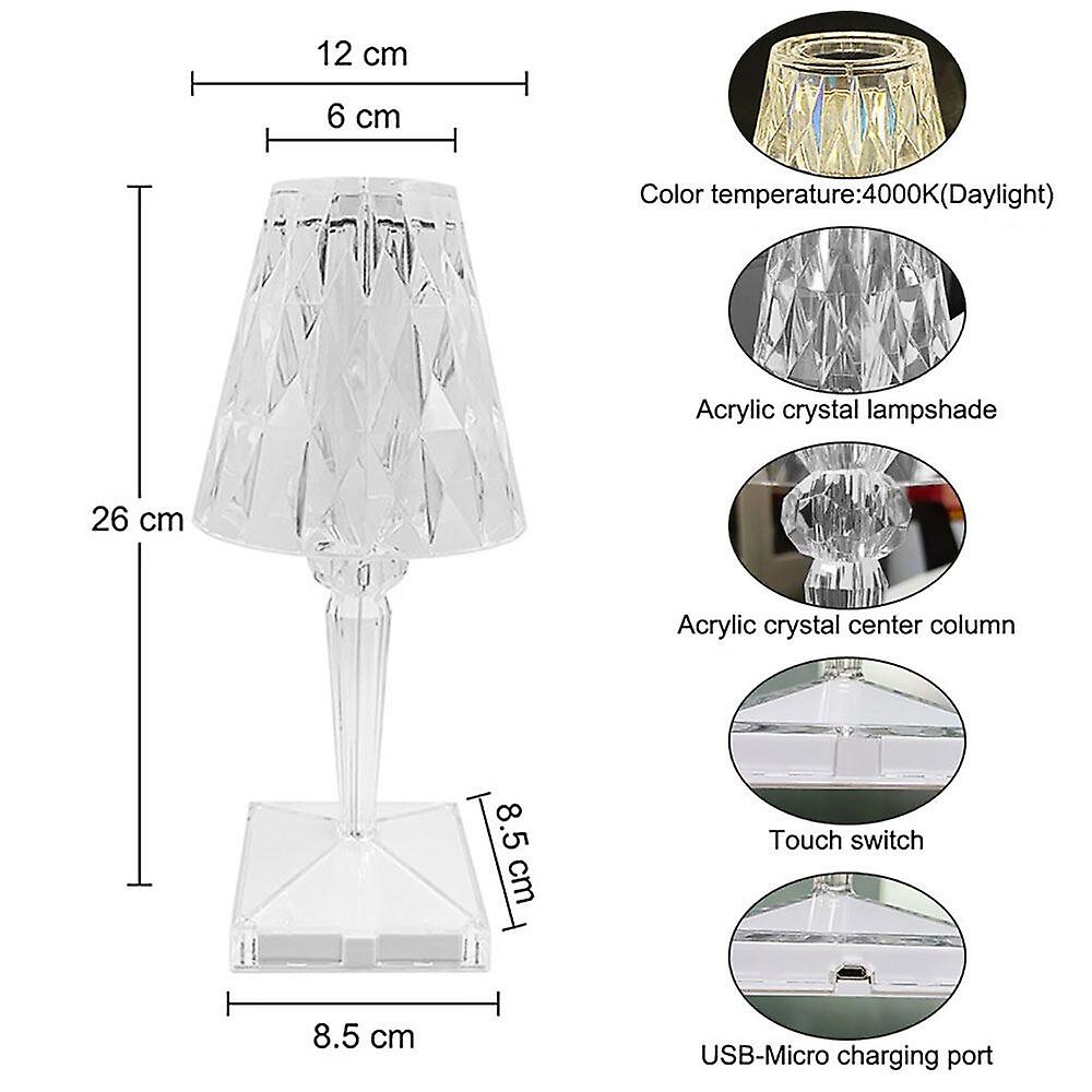 Led Diamond Table Lamp Touch Control Usb Charging Touch Sensor Restaurant Bar Decoration Table Lights Romantic Lamp