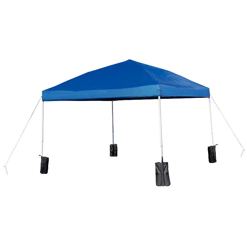 Flash Furniture Otis 10' x 10' Wheeled Pop Up Canopy Tent， 6' Folding Table， and 4 Folding Chairs Set