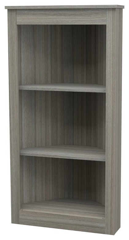 Inval America 47 quot3 Shelf Engineered Wood Corner Bookcase in Gray Smoke Oak   Transitional   Bookcases   by Homesquare  Houzz