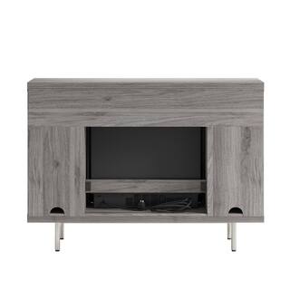 SCOTT LIVING CESTONI 48 in. Freestanding Media Console Wooden Electric Fireplace in Medium Gray Ash HDSLFP48L-3A