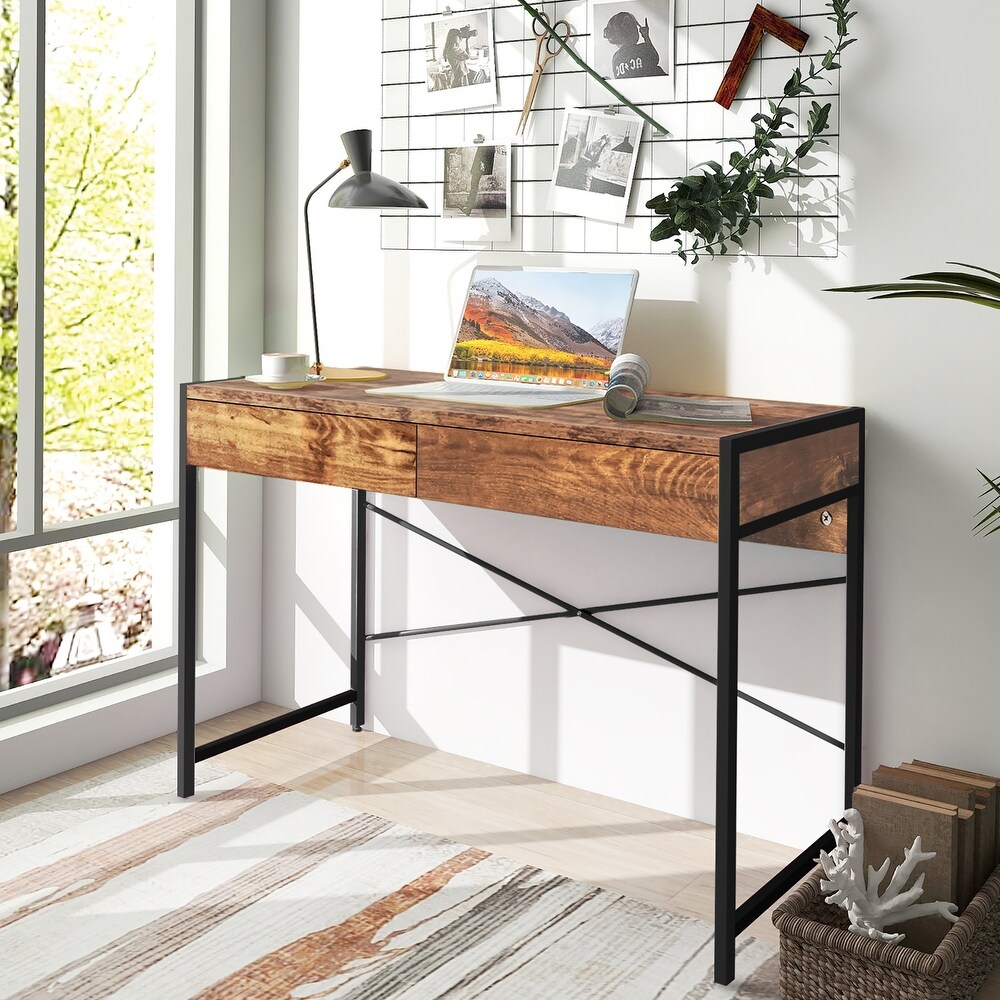 Costway Computer Desk Metal Frame Study Table Home Office Workstation