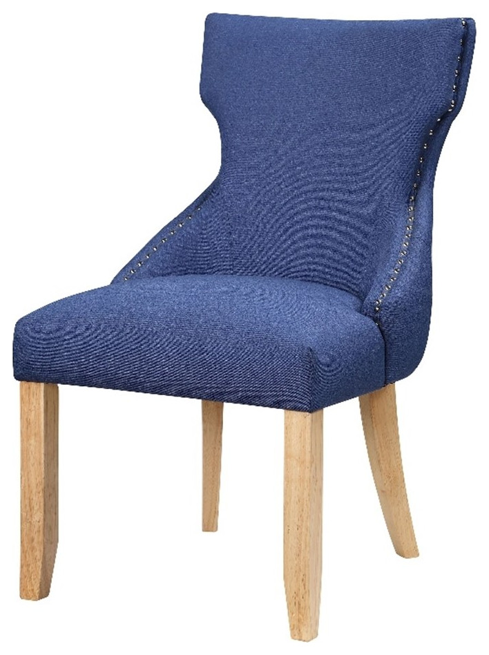 Furniture of America Glanz Fabric Wing Back Side Chair in Blue (Set of 2)   Contemporary   Dining Chairs   by Homesquare  Houzz