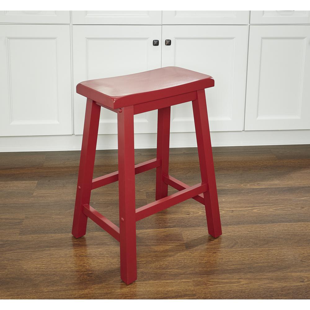 Beamon 24 Backless Saddle Counter Stool， Crimson Red