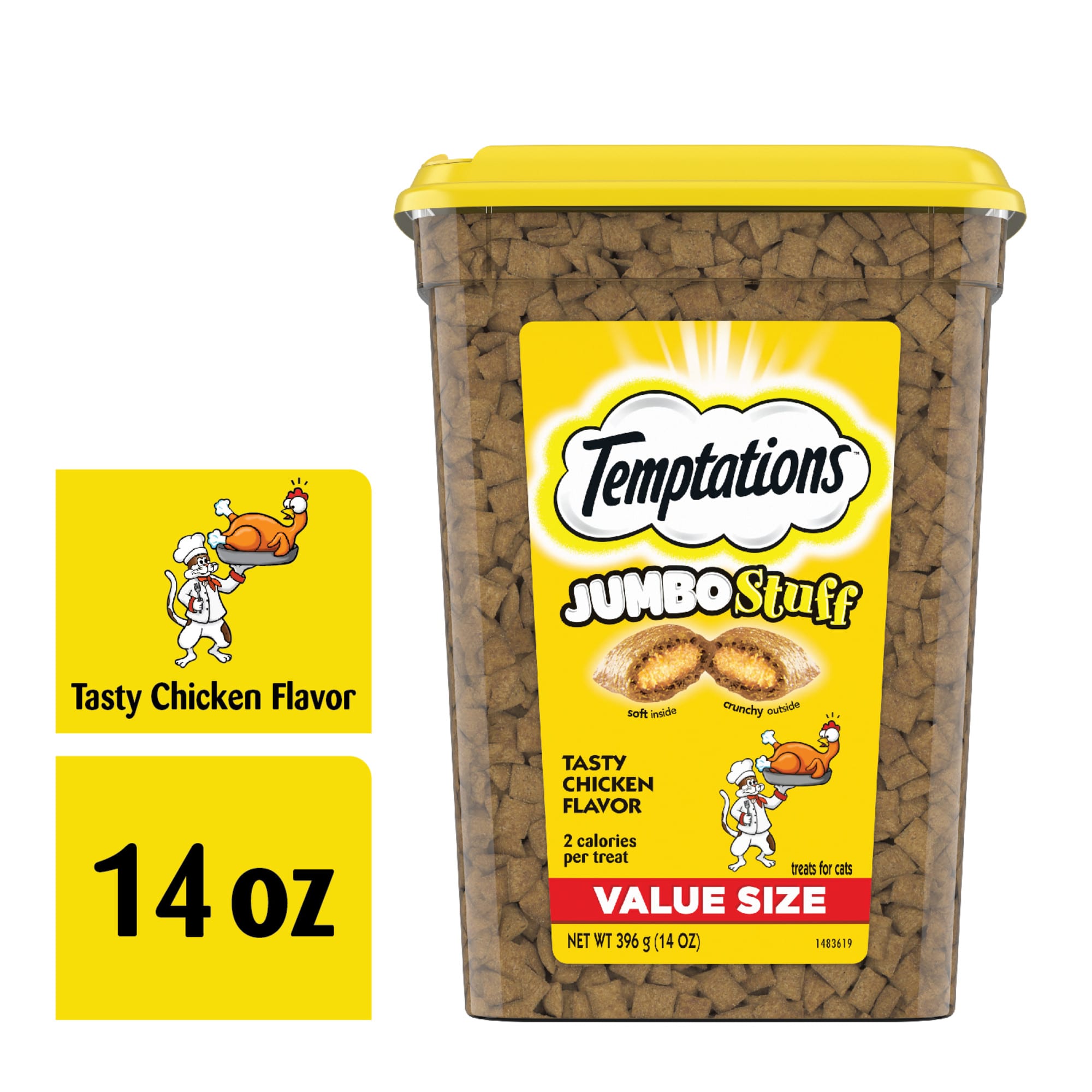 Temptations Jumbo Stuff Tasty Chicken Flavor Crunchy and Soft Cat Treats， 14 oz.