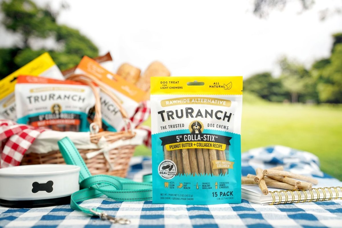 TruRanch Peanut Butter Collagen Sticks Hard Chew Dog Treats， 5-in， 15 count