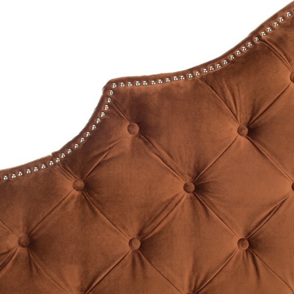 SAFAVIEH Arebelle Chocolate Velvet Upholstered Tufted Headboard - Silver Nailhead (Queen) - - 11551763