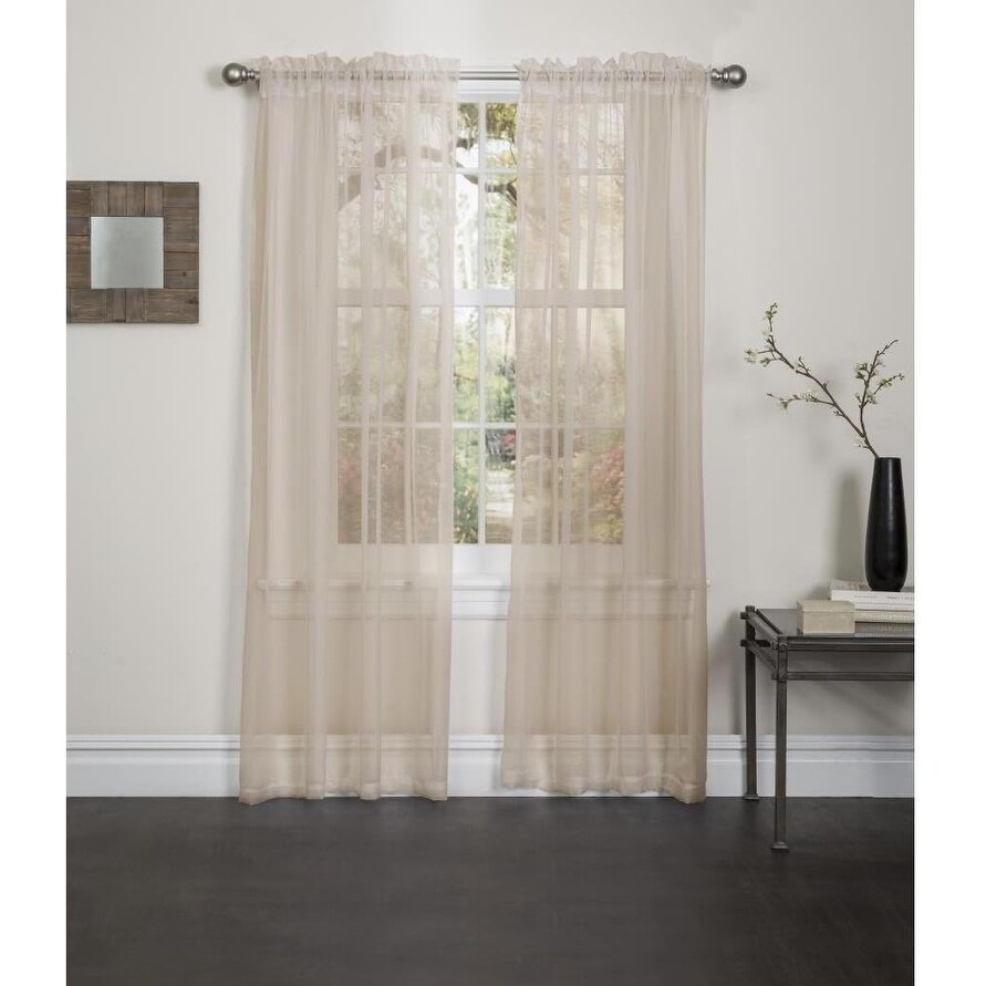 Lisa Solid Sheer Rod Pocket Single Curtain Panel  Window Treatment Light Filtering 55\