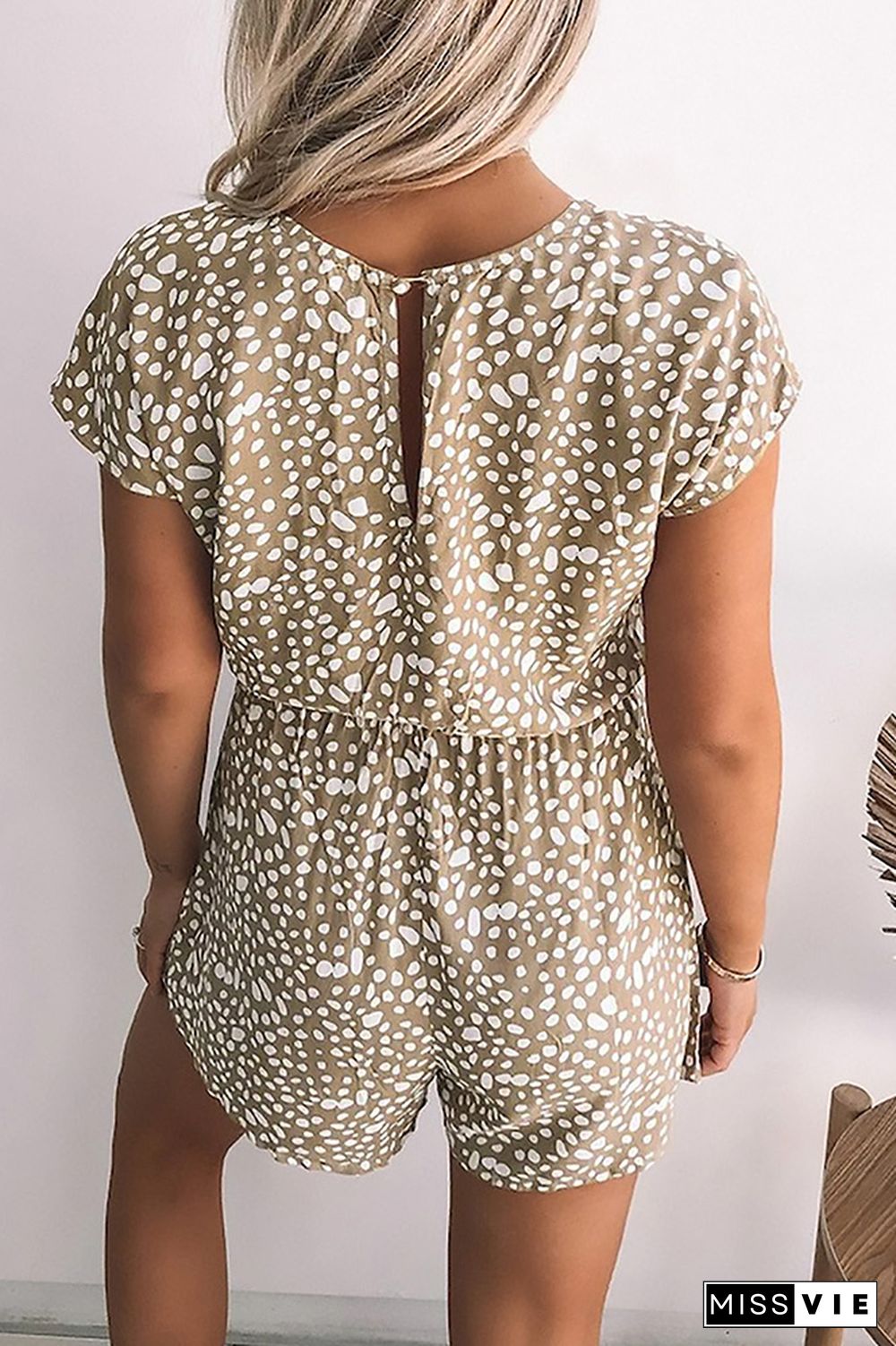 Front Tie Spot Print Romper