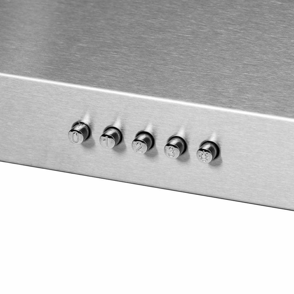 AKDY 24 in 58 CFM Convertible Under Cabinet Range Hood in Brushed Stainless Steel with 2 Carbon Filters and Push Button