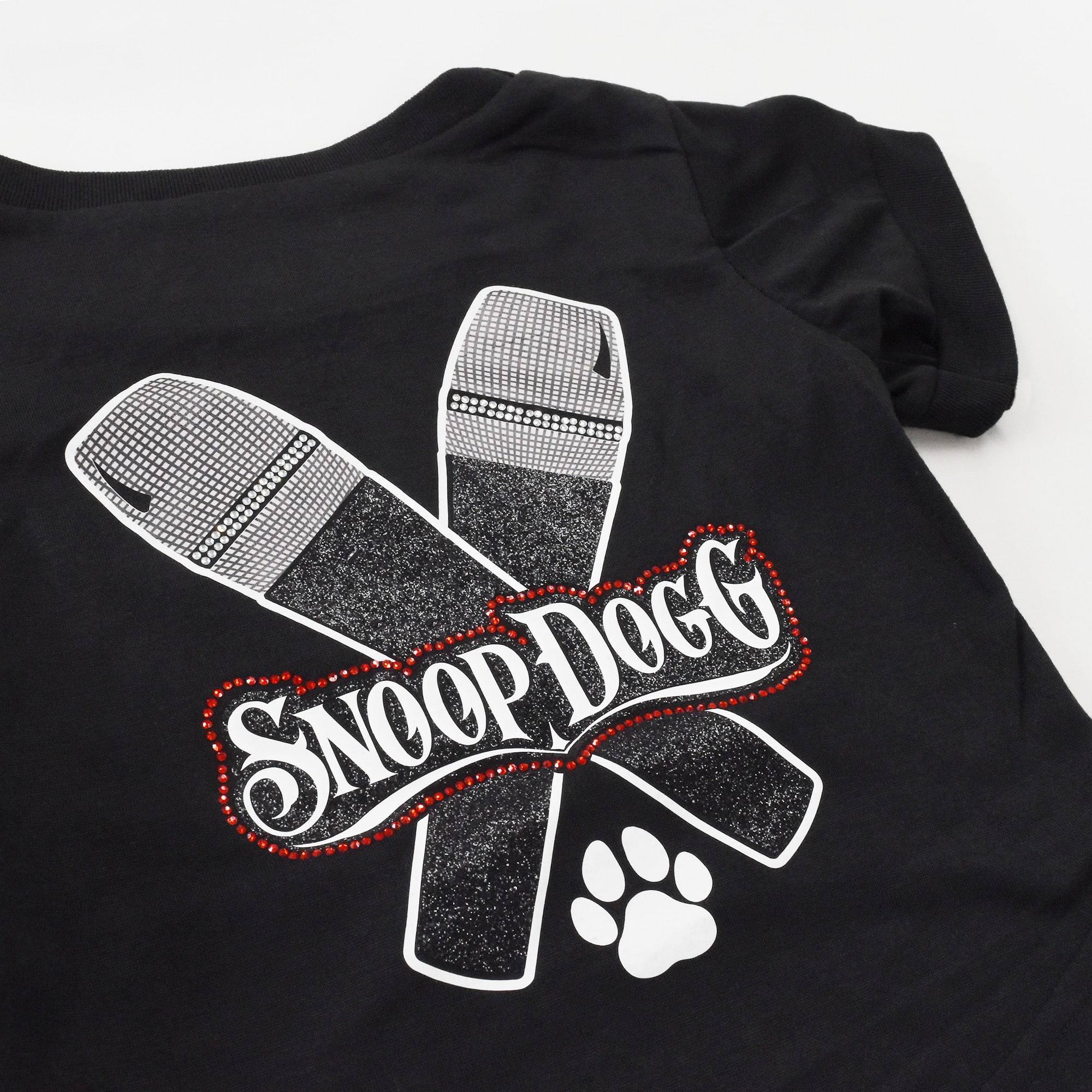 Snoop Doggie Doggs Black Mic Drop Deluxe Pet T-Shirt， X-Small