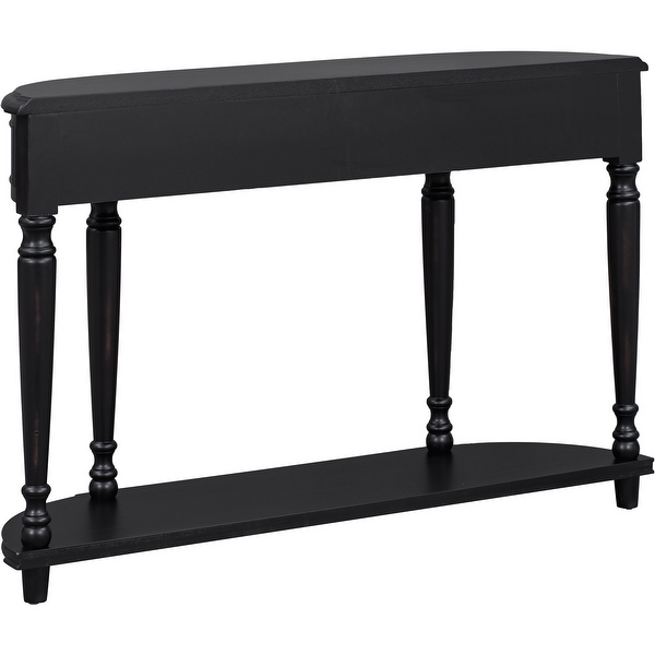 Console Table with Open Style Shelf Solid Wooden Frame and Legs Two Top Drawers