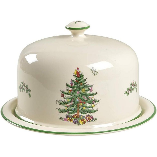 Spode Christmas Tree 2 Piece Serving Platter With Dome Set