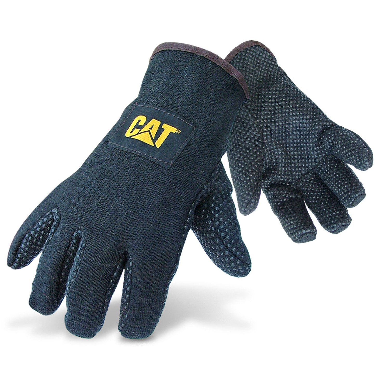 CAT Men\u0027s Indoor/Outdoor Dotted Jersey Work Gloves Black L 1 pair